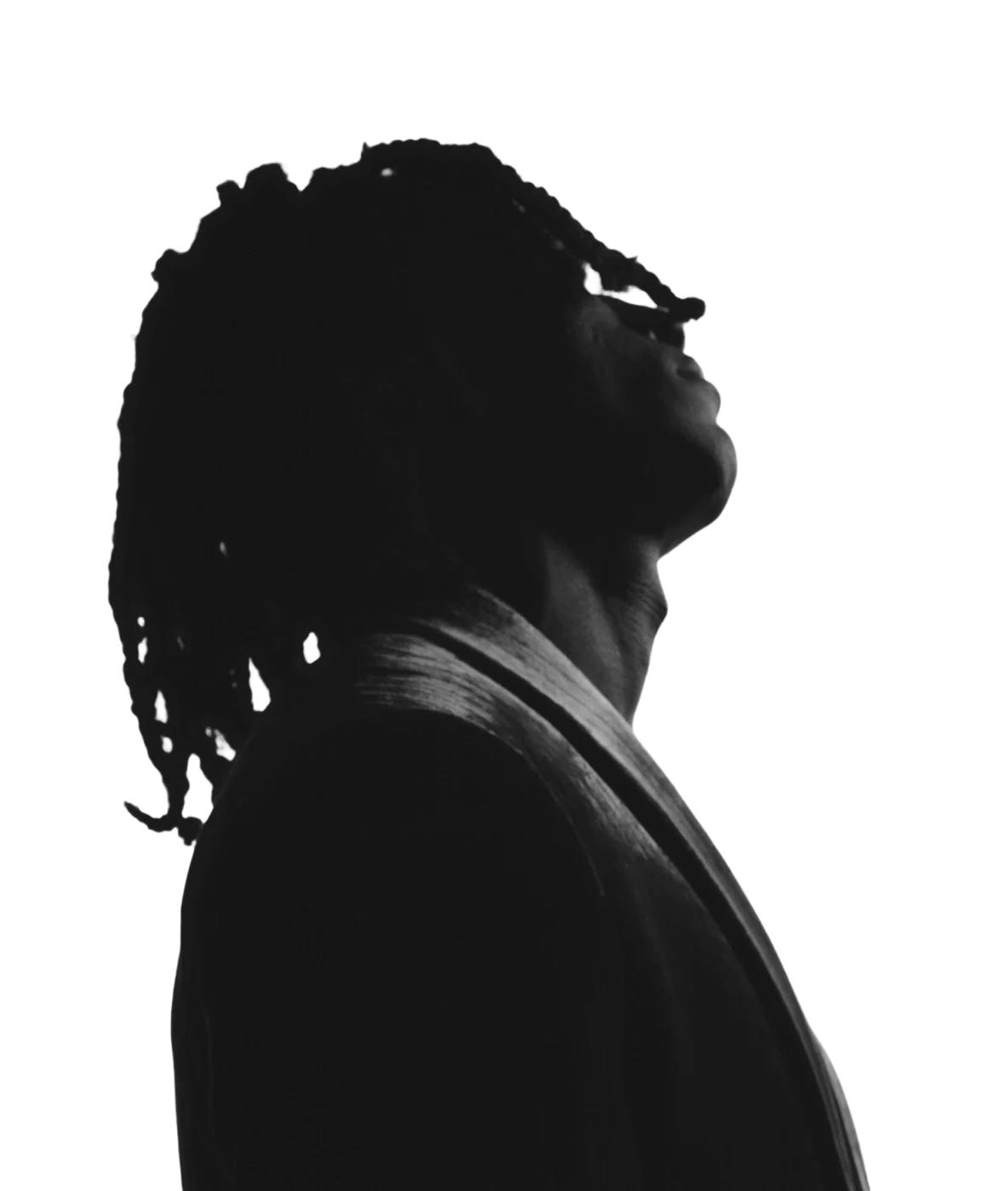 Othello in profile, silhouetted against gold